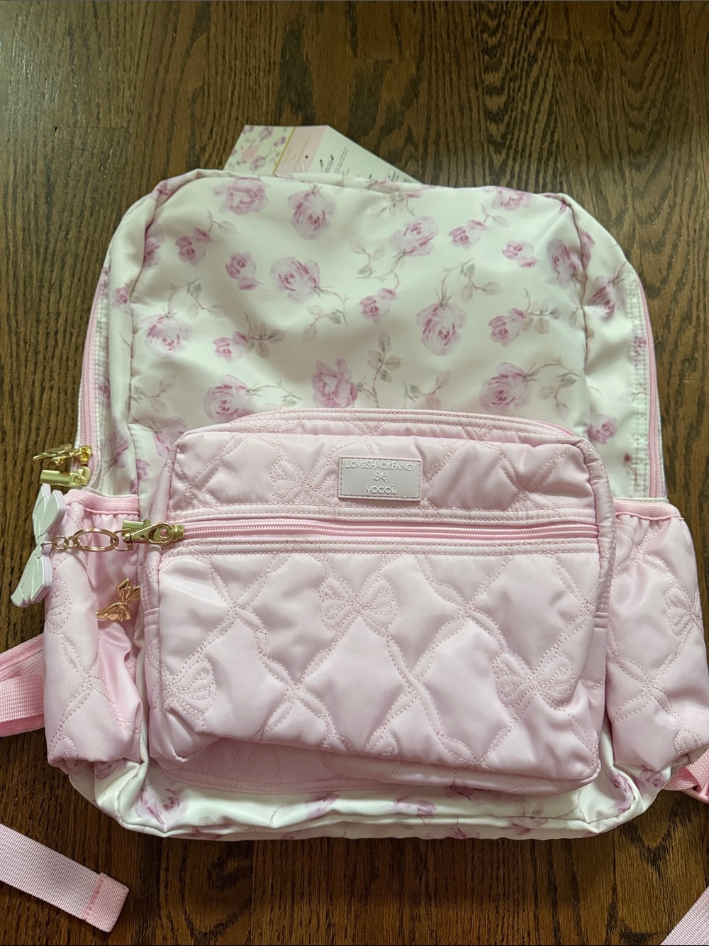 Loveshackfancy target collaboration Quilted Pink Floral bow Backpack nwt